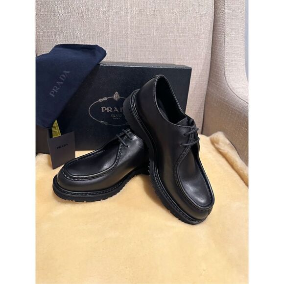 Prada brushed leather lace-up shoes, loafers size 5,5 EU 38,5-39 - Picture 9 of 10